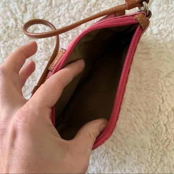 Coach Pink and Tan Wristlet Clutch - Picture 4 of 6